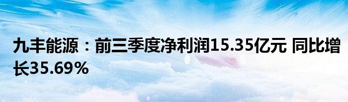 九丰能源:前三季度净利润15.35亿元 同比增长35.69%