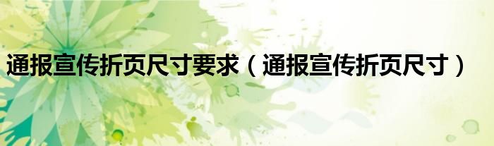 通报宣传折页尺寸要求(通报宣传折页尺寸)