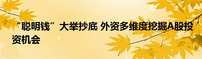“聪明钱”大举抄底 外资多维度挖掘A股投资机会