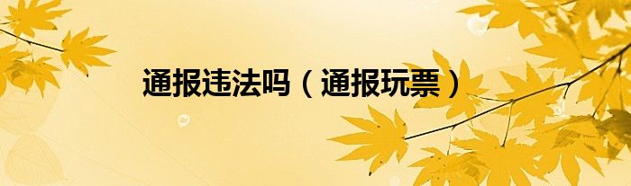 通报违法吗（通报玩票）