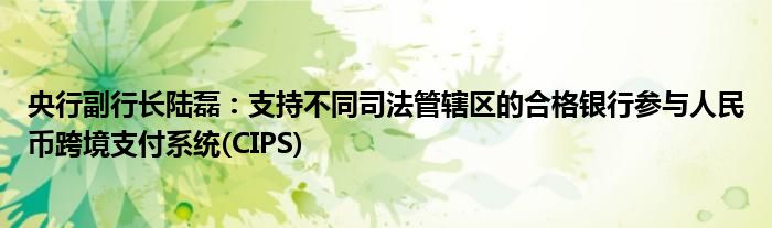 央行副行长陆磊:支持不同司法管辖区的合格银行参与人民币跨境支付系统(CIPS)