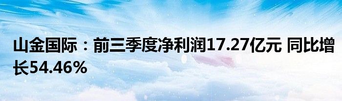 山金国际:前三季度净利润17.27亿元 同比增长54.46%