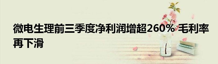 微电生理前三季度净利润增超260% 毛利率再下滑