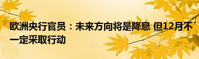 欧洲央行官员：未来方向将是降息 但12月不一定采取行动