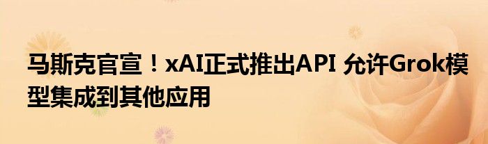 马斯克官宣!xAI正式推出API 允许Grok模型集成到其他应用