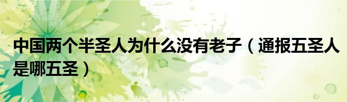 中国两个半圣人为什么没有老子(通报五圣人是哪五圣)