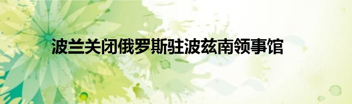 波兰关闭俄罗斯驻波兹南领事馆