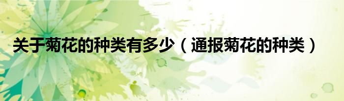 关于菊花的种类有多少(通报菊花的种类)