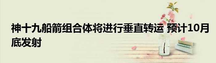 神十九船箭组合体将进行垂直转运 预计10月底发射