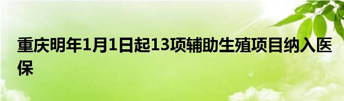 重庆明年1月1日起13项辅助生殖项目纳入医保