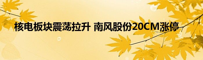 核电板块震荡拉升 南风股份20CM涨停