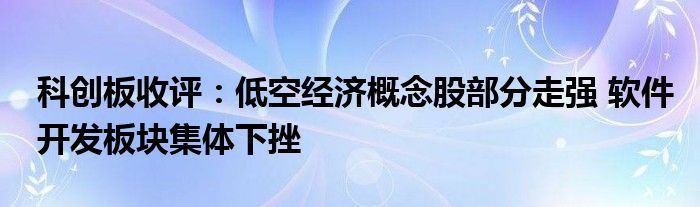 科创板收评:低空经济概念股部分走强 软件开发板块集体下挫