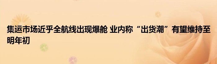 集运市场近乎全航线出现爆舱 业内称“出货潮”有望维持至明年初