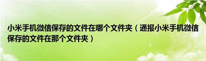 小米手机微信保存的文件在哪个文件夹(通报小米手机微信保存的文件在那个文件夹)