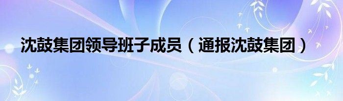 沈鼓集团领导班子成员(通报沈鼓集团)