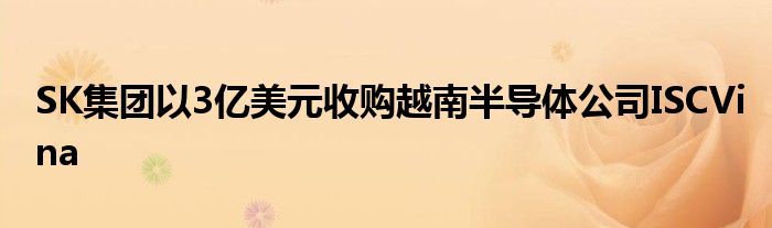 SK集团以3亿美元收购越南半导体公司ISCVina