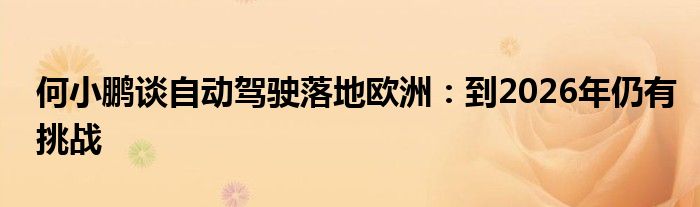 何小鹏谈自动驾驶落地欧洲:到2026年仍有挑战