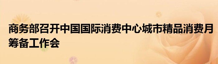 商务部召开中国国际消费中心城市精品消费月筹备工作会