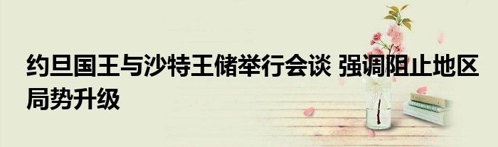 约旦国王与沙特王储举行会谈 强调阻止地区局势升级
