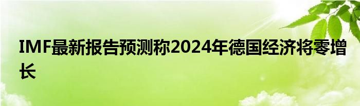 IMF最新报告预测称2024年德国经济将零增长