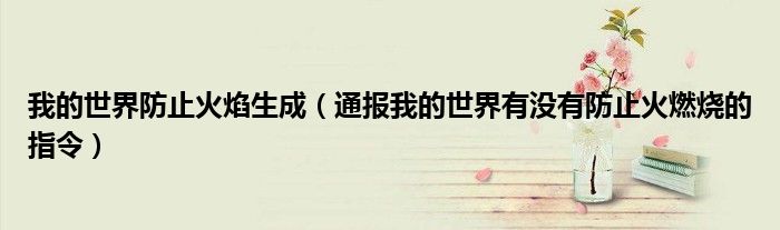 我的世界防止火焰生成(通报我的世界有没有防止火燃烧的指令)