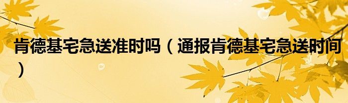 肯德基宅急送准时吗(通报肯德基宅急送时间)