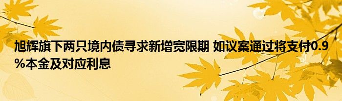 旭辉旗下两只境内债寻求新增宽限期 如议案通过将支付0.9%本金及对应利息
