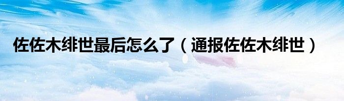 佐佐木绯世最后怎么了(通报佐佐木绯世)
