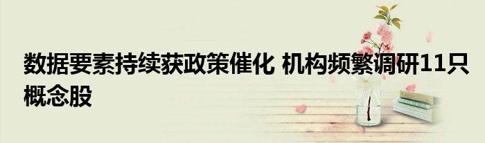 数据要素持续获政策催化 机构频繁调研11只概念股