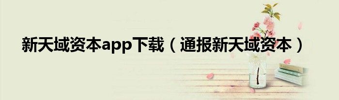 新天域资本app下载(通报新天域资本)