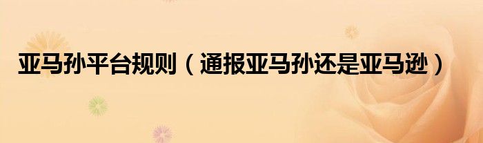 亚马孙平台规则(通报亚马孙还是亚马逊)