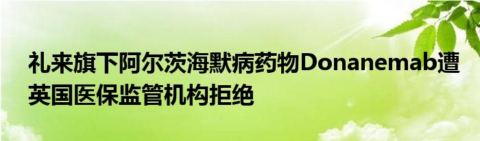 礼来旗下阿尔茨海默病药物Donanemab遭英国医保监管机构拒绝