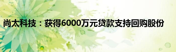尚太科技:获得6000万元贷款支持回购股份