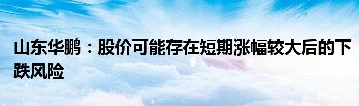 山东华鹏:股价可能存在短期涨幅较大后的下跌风险
