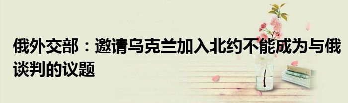 俄外交部:邀请乌克兰加入北约不能成为与俄谈判的议题