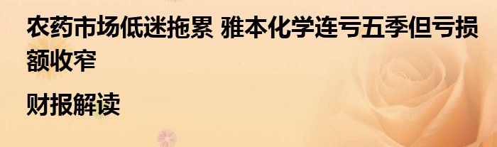 农药市场低迷拖累 雅本化学连亏五季但亏损额收窄|财报解读