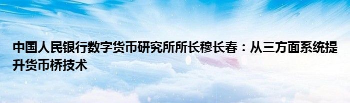 中国人民银行数字货币研究所所长穆长春:从三方面系统提升货币桥技术