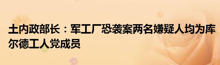 土内政部长:军工厂恐袭案两名嫌疑人均为库尔德工人党成员