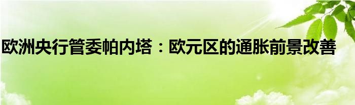 欧洲央行管委帕内塔:欧元区的通胀前景改善