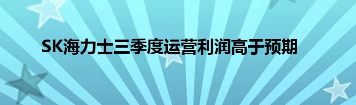 SK海力士三季度运营利润高于预期