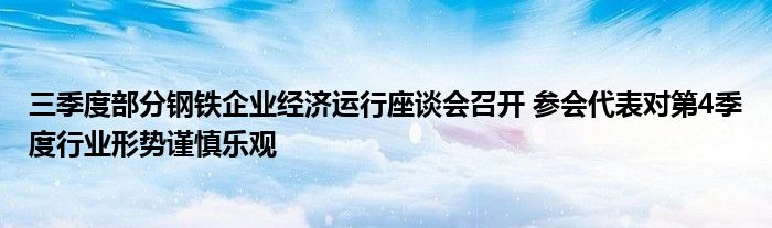 三季度部分钢铁企业经济运行座谈会召开 参会代表对第4季度行业形势谨慎乐观
