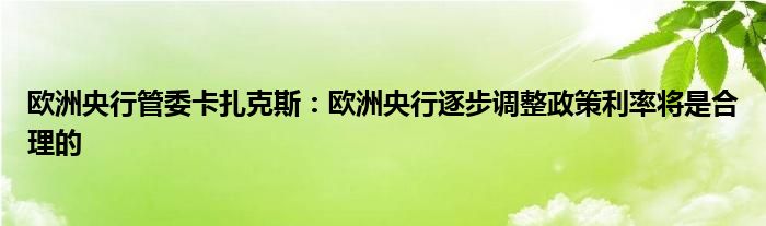 欧洲央行管委卡扎克斯:欧洲央行逐步调整政策利率将是合理的
