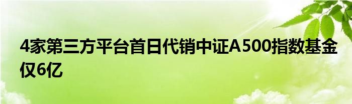 4家第三方平台首日代销中证A500指数基金仅6亿