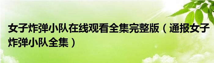 女子炸弹小队在线观看全集完整版(通报女子炸弹小队全集)