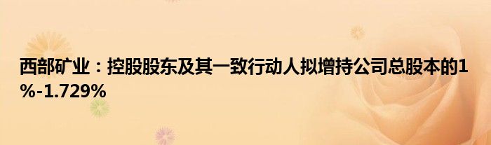 西部矿业:控股股东及其一致行动人拟增持公司总股本的1%-1.729%