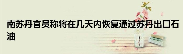 南苏丹官员称将在几天内恢复通过苏丹出口石油