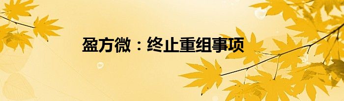 盈方微:终止重组事项