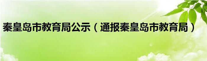 秦皇岛市教育局公示(通报秦皇岛市教育局)