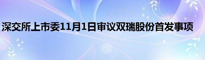 深交所上市委11月1日审议双瑞股份首发事项