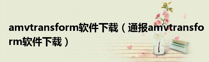 amvtransform软件下载(通报amvtransform软件下载)